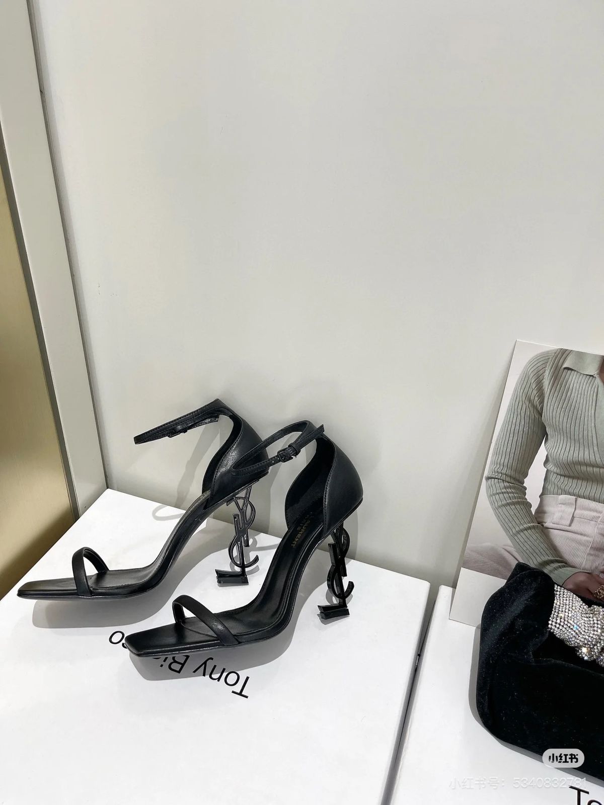 SAINT LAURENT Opyum embellished patent-leather sandals (High copy)